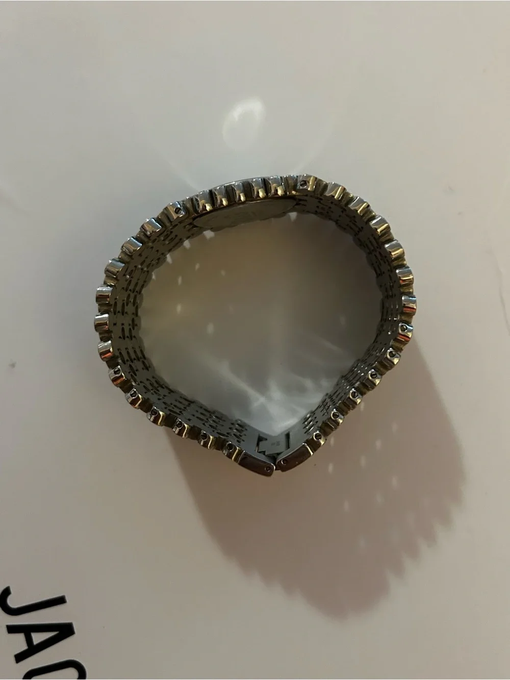 D&G Silver Crystal-Stud Bracelet Watch with White Dial